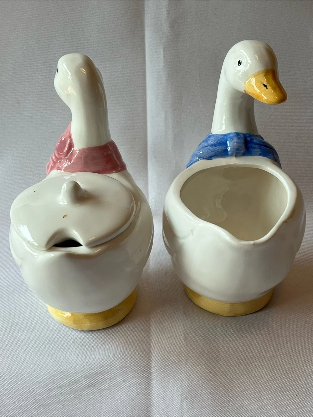 Vintage Ceramic Duck/Goose Creamer and Sugar Set By TSNY